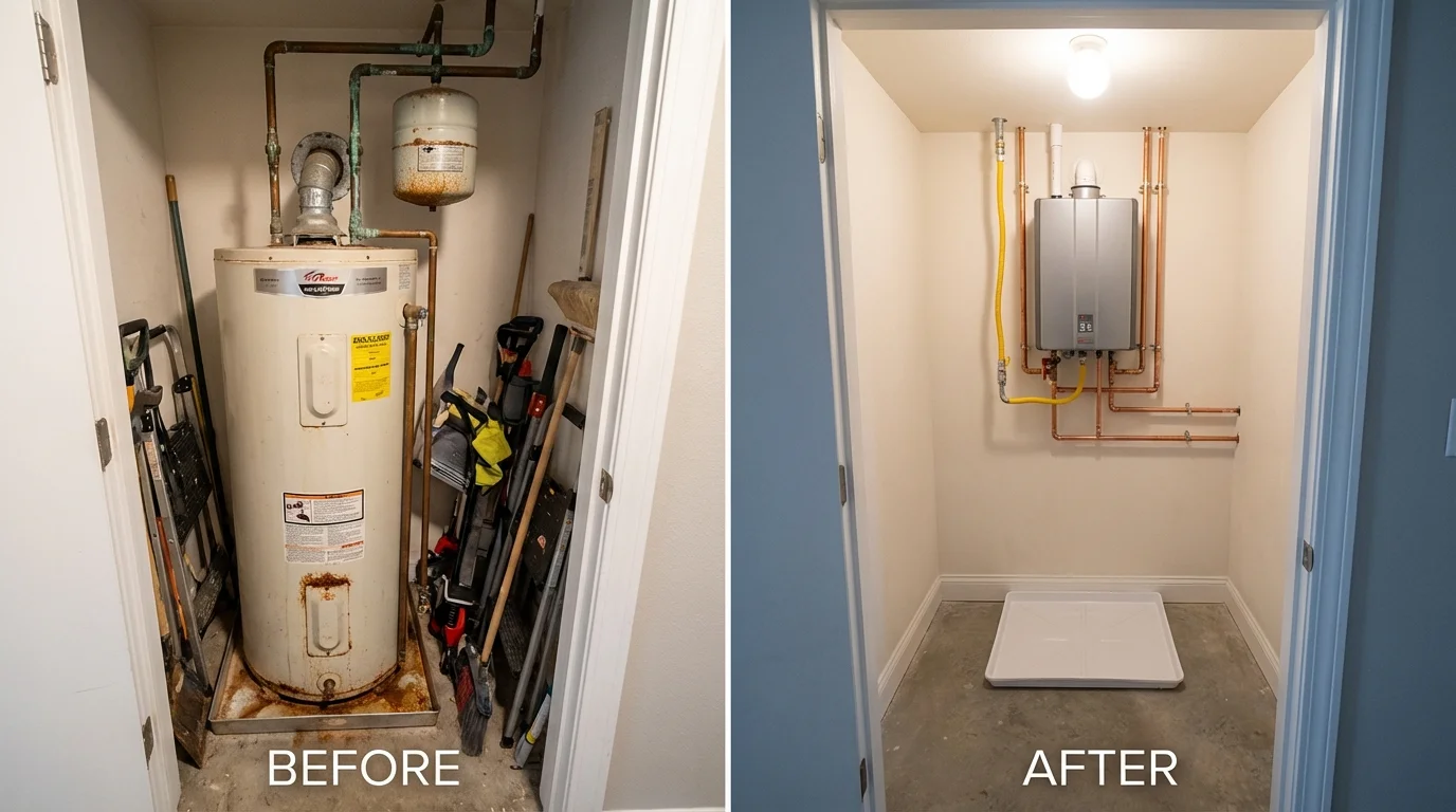 Tank water heater versus wall-mounted tankless unit comparison for Louisville, MS homeowners